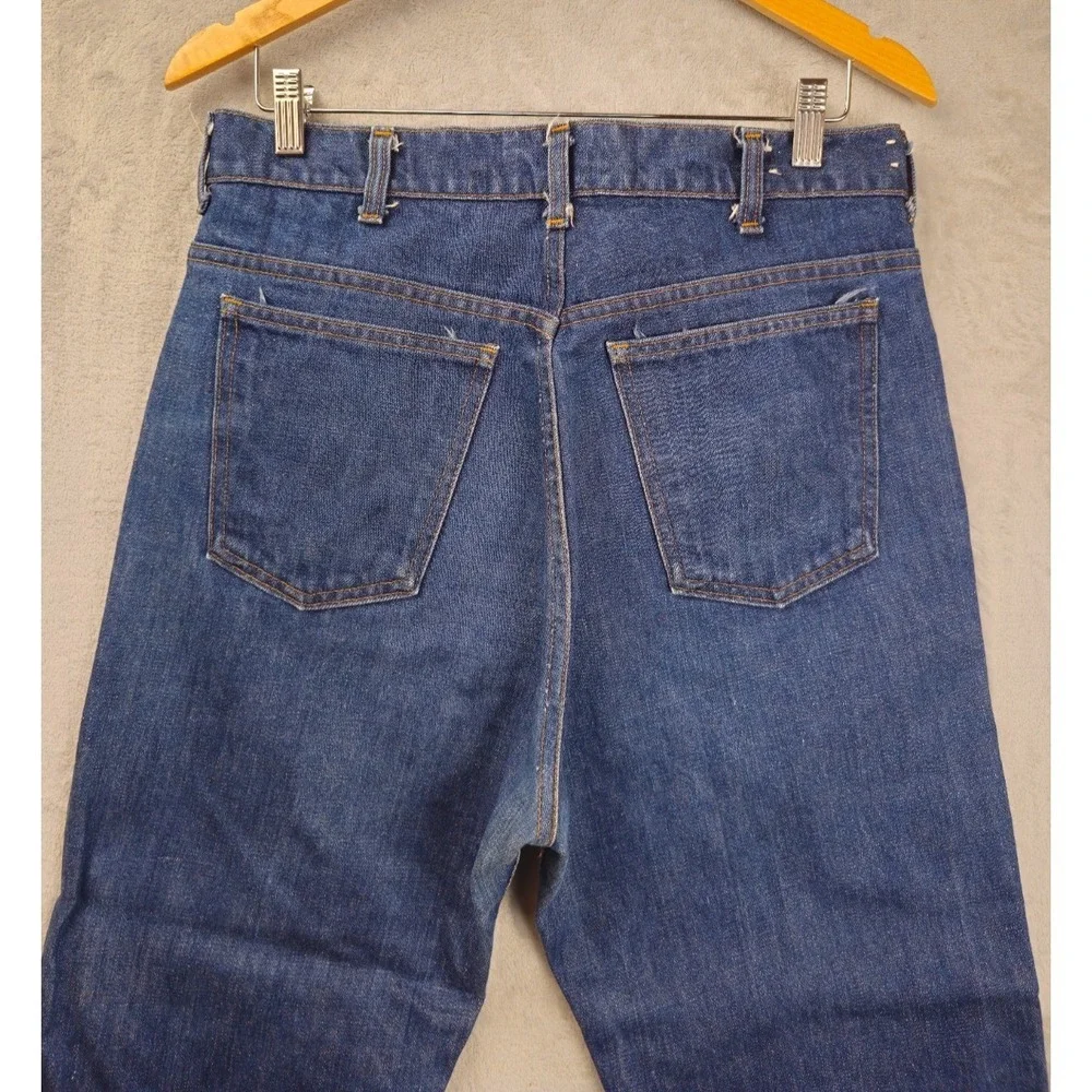 Men's Vintage 70's Sears Jean Joint Flared Bootcut Denim Blue Jeans 32x29 Hemmed